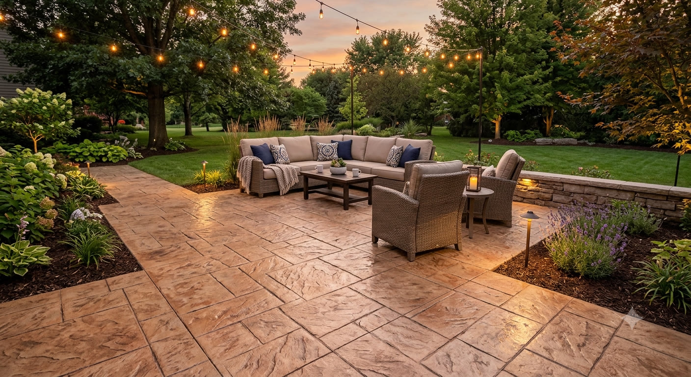 Stamped concrete patio